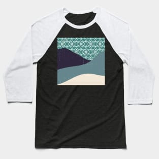 Contemporary abstract mountains and hills with geometric pattern background digital design illustration Baseball T-Shirt